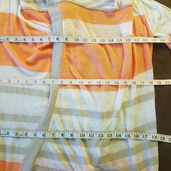 Say What? Womens Cardigan Open Striped Sweater Knit Ribbed Minimalist Waterfall - Picture 10 of 12